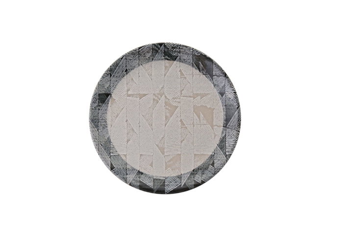 Hermia Juego de Platos para Postre Grey Pattern, 6 Piezas, Porcelana, Gris/Negro/Beige de 19,3 cm